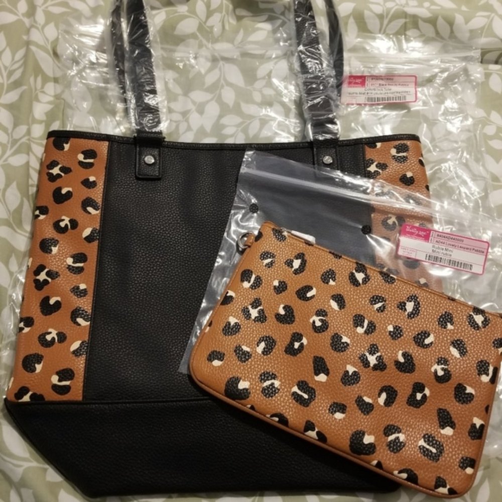 Thirty-One Leopard Colorblock Tote & Rubie Mini